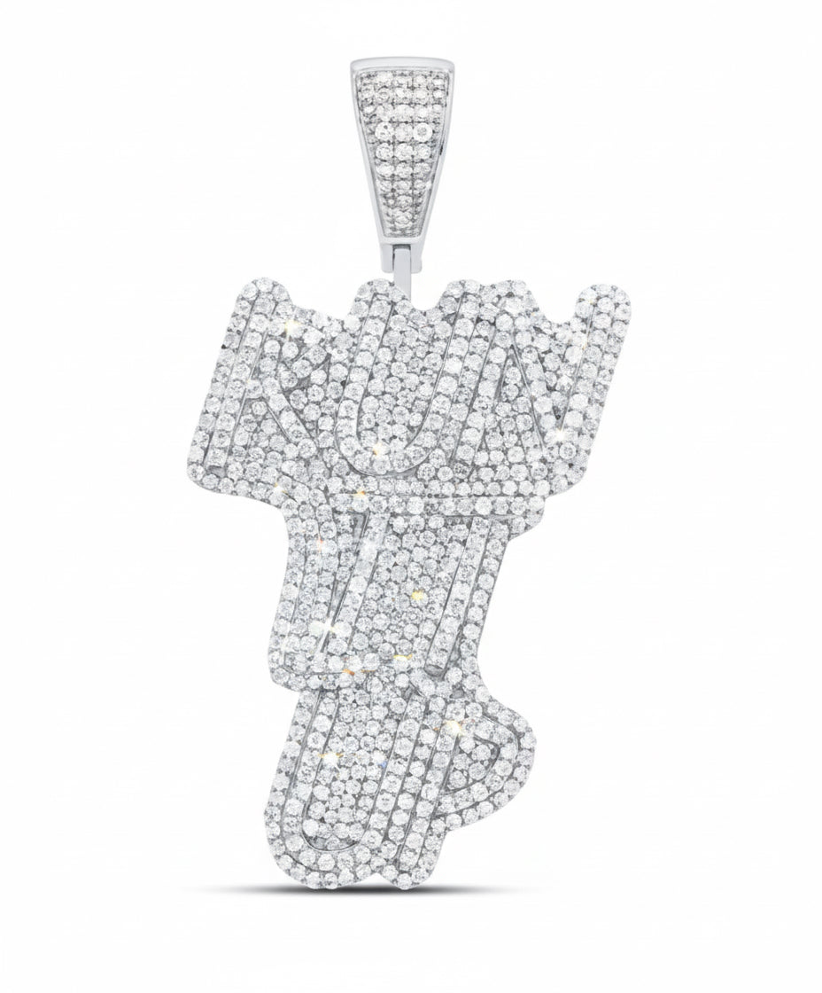 RUN IT UP men’s charm with 2 CTW diamonds – sterling silver