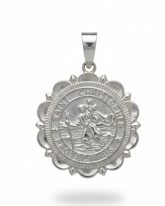 925 sterling silver Saint Christopher Protect Us charm