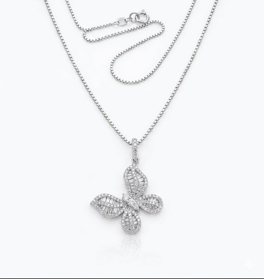 Sterling silver butterfly charm necklace with 18 inch chain for women