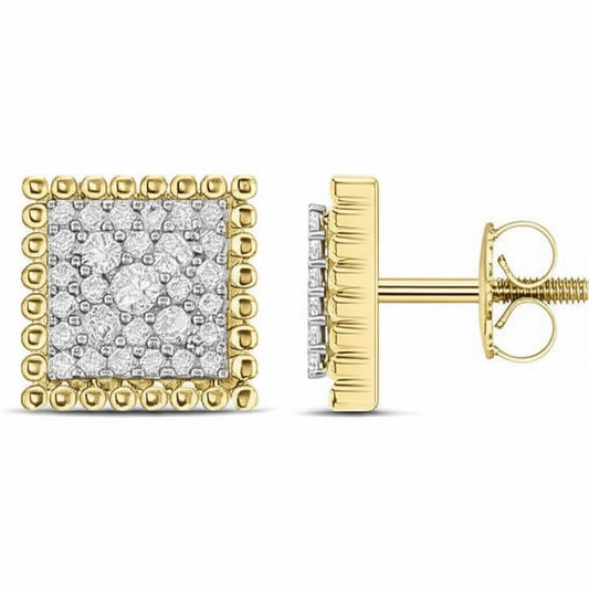 10K Diamond Square Earrings