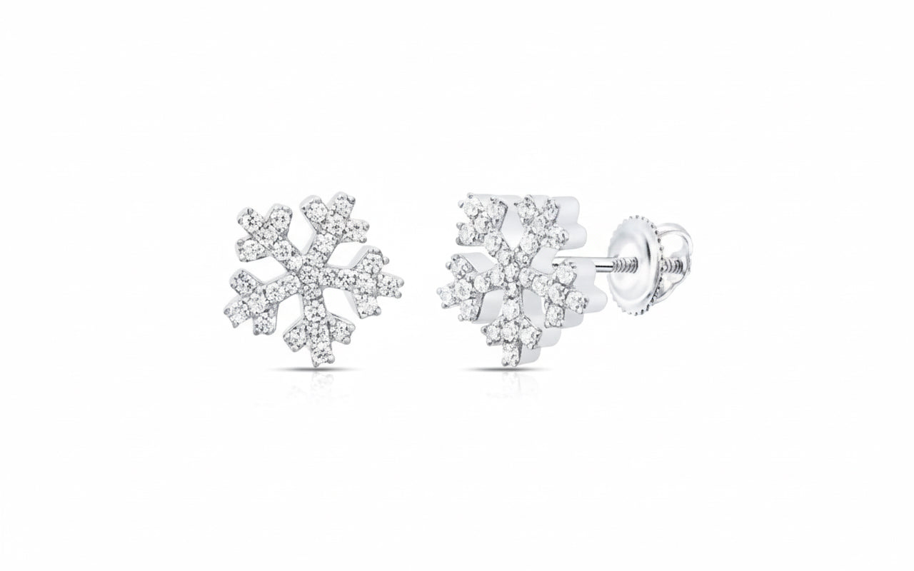 10K gold diamond snowflake earrings close-up