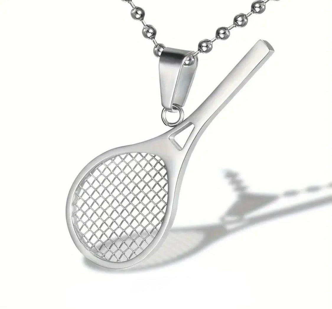 Stainless Steel 316L Tennis Racket Pendant | Sleek, Durable Design with a Polished Finish