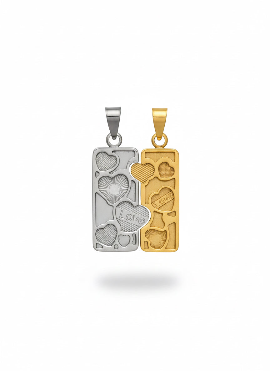 Stainless steel heart love separate charms gold and silver