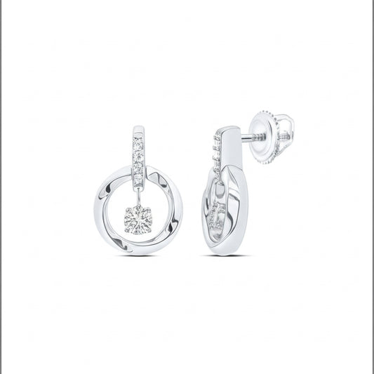 Sterling silver 1/10 CTW natural diamond round stud earrings, front view