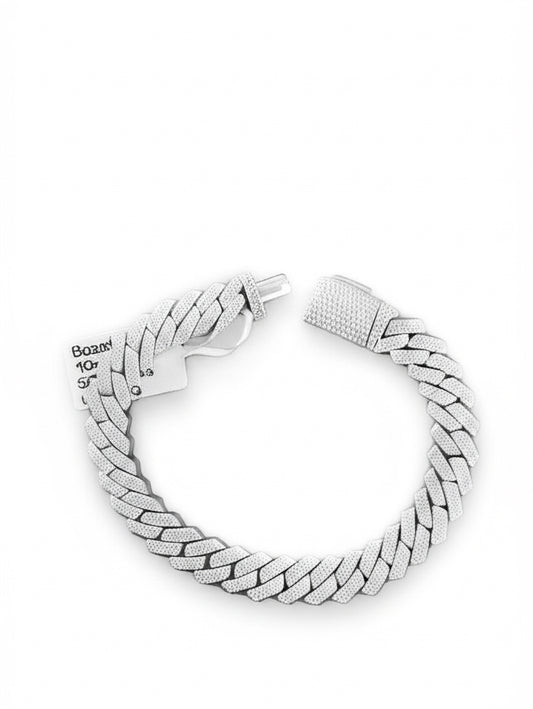 Sterling Silver 10mm Moissanite Cuban Link Bracelet, 8 Inch, men's iced out jewelry
