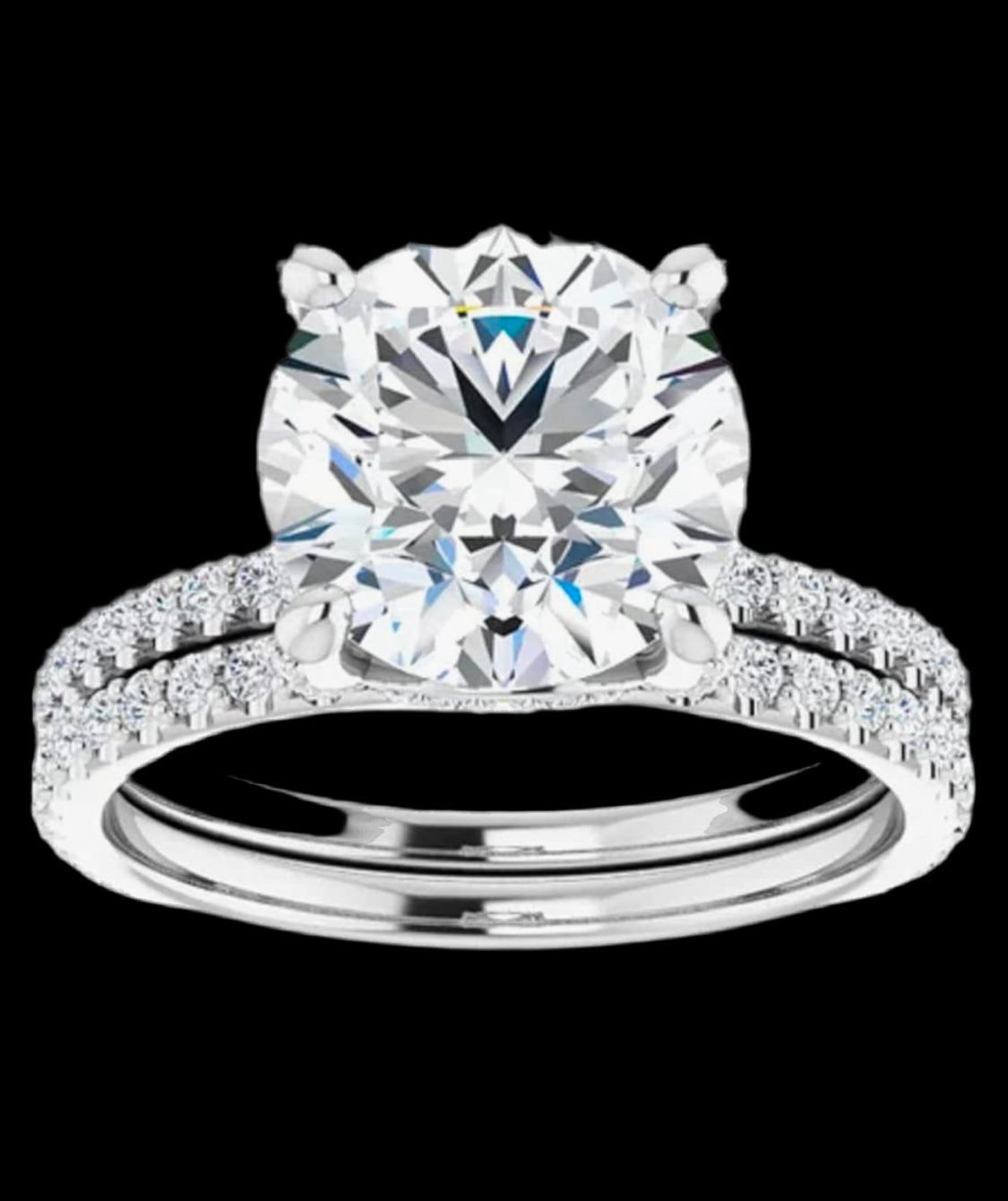 Sterling Silver 2.79 Cttw Solitaire Moissanite Duo Ring Set – D Color, VS Clarity