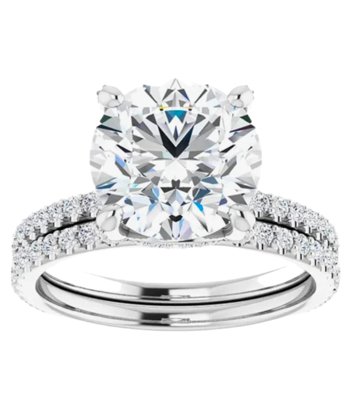 Sterling Silver 2.79 Cttw Solitaire Moissanite Duo Ring Set – D Color, VS Clarity