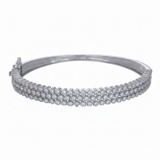 925 sterling silver 3-layer cubic zirconia bangle bracelet for women
