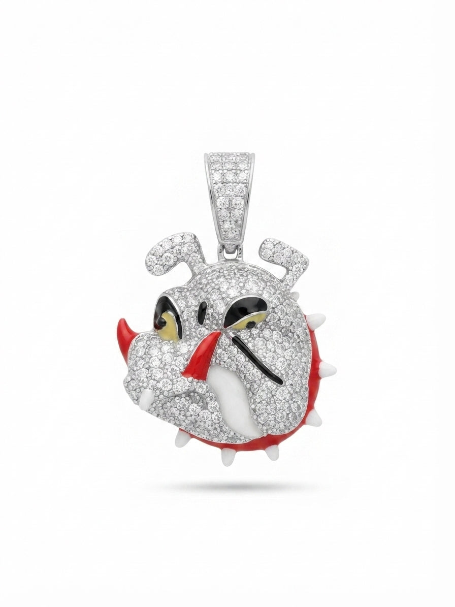 sterling silver bulldog face charm pendant with CZ stones dog charm jewelry