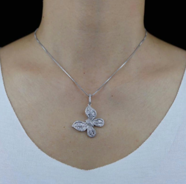 Elegant Sterling Silver Butterfly Charm Necklace with 18-Inch Chain