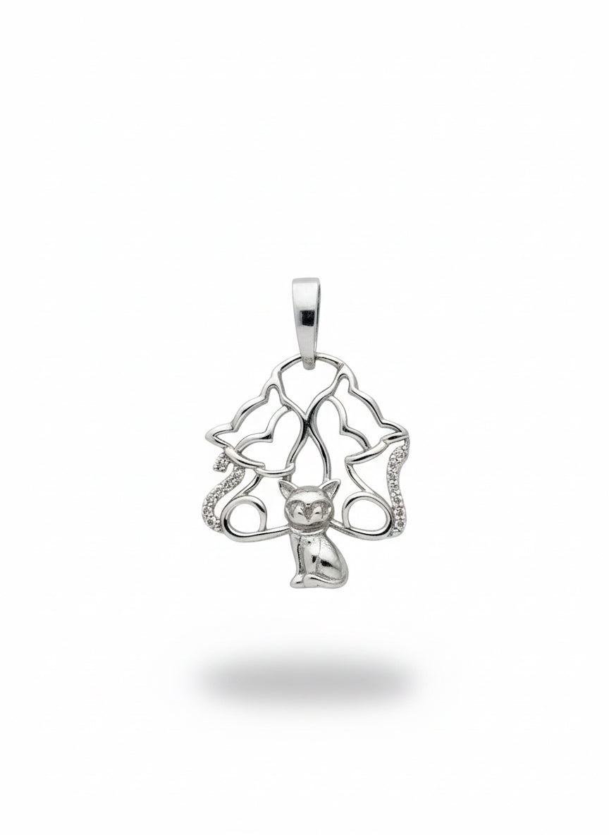 Sterling Silver Cat Family of 3 Charm