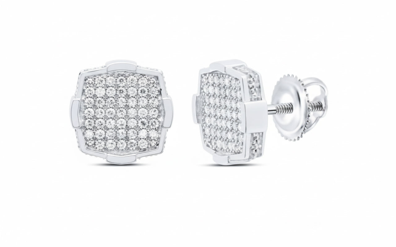 Sterling silver men’s diamond stud with screw-back closure