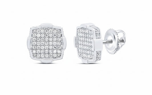Sterling silver men’s diamond stud with screw-back closure