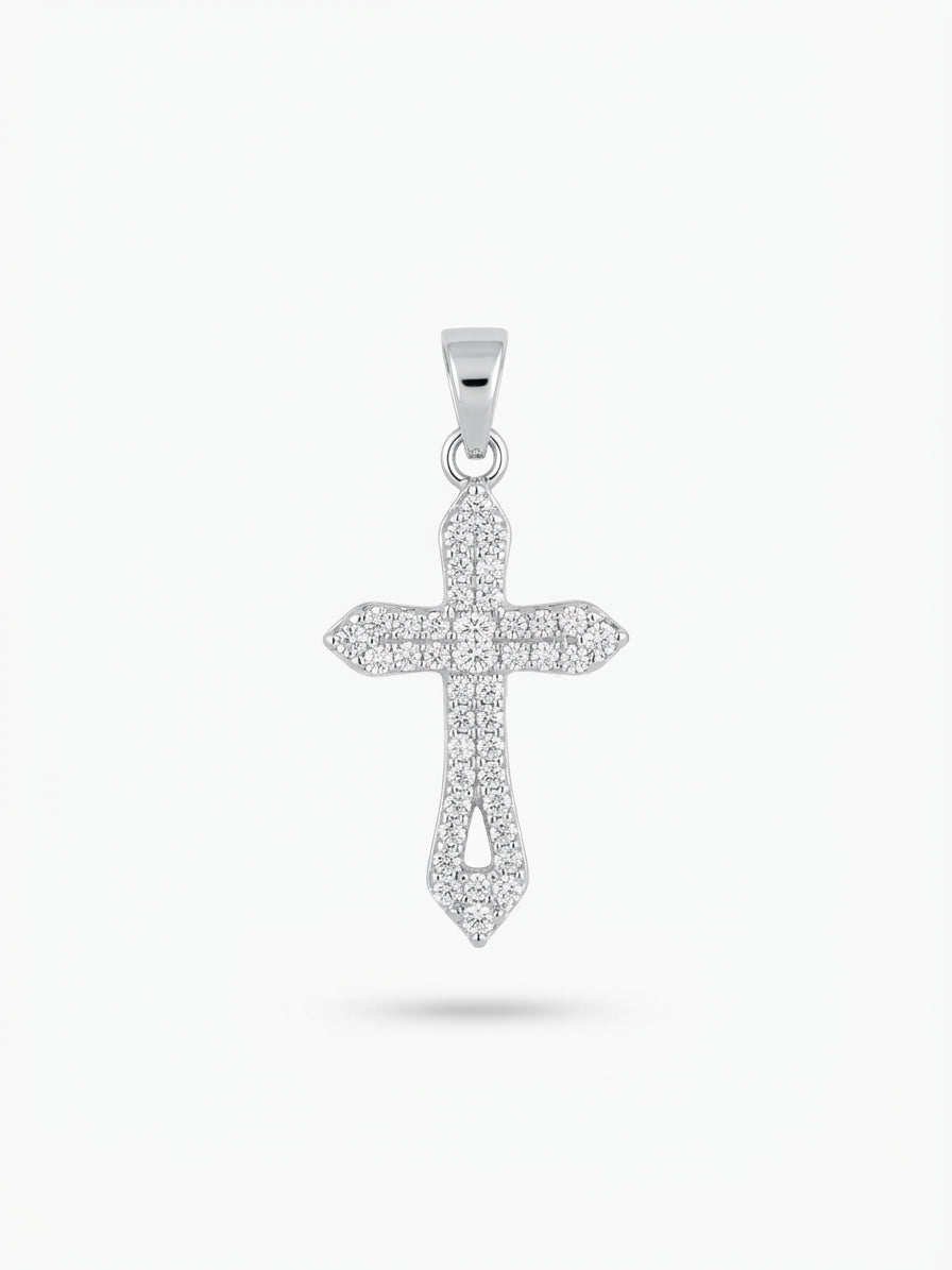 Sterling silver CZ cross pendant