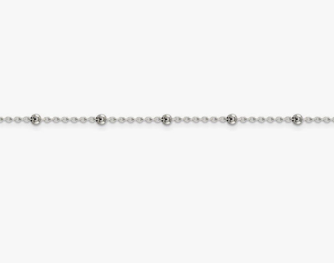 Sterling Silver Diamond Cut Beaded Chain 16" Necklace with Lobster Clasp
