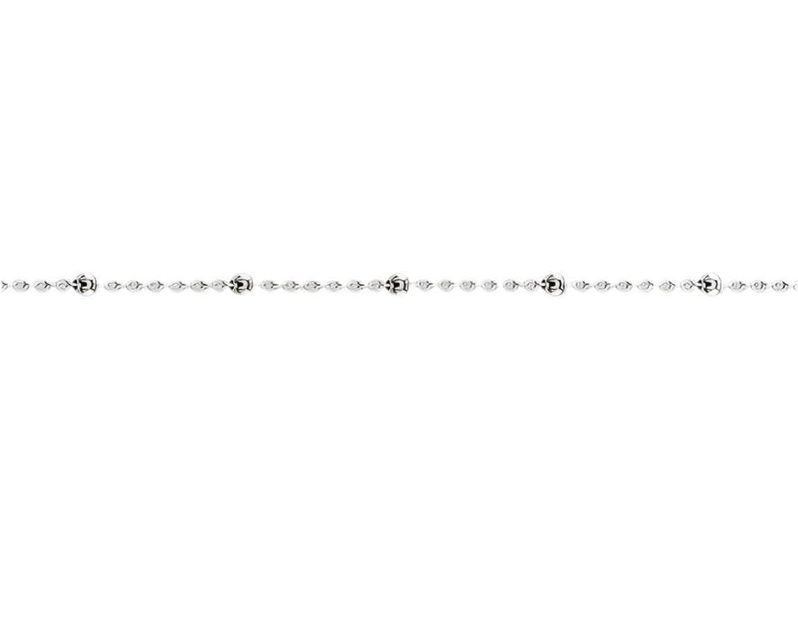 Sterling Silver Diamond Cut Beaded Chain 16" Necklace with Lobster Clasp

