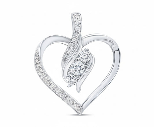 Sterling silver heart pendant with 1/20 CTW natural diamond – romantic gift jewelry (chain not included)