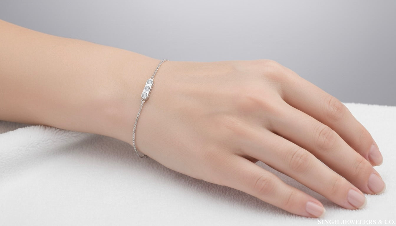 Sterling Silver Diamond Bracelet – 1/10 Carat
