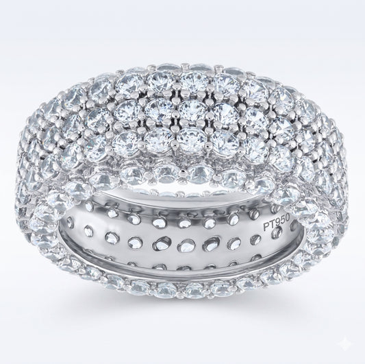 Sterling silver fully flooded CZ eternity band with sparkling stones