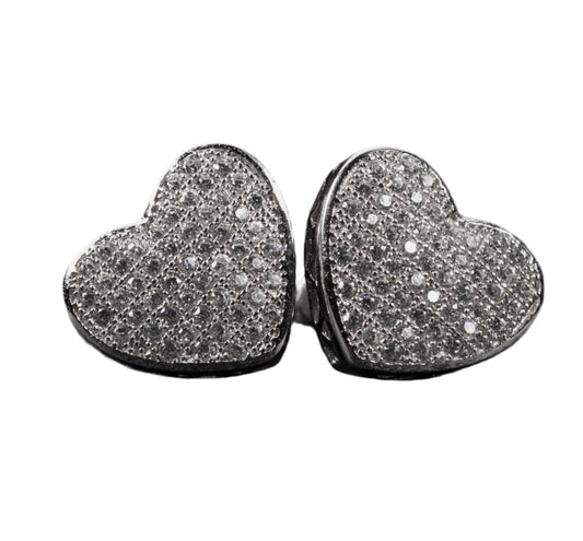 Sterling silver heart pave diamond earrings 0.30 CTTW
