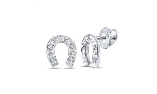 Sterling silver diamond horseshoe earrings