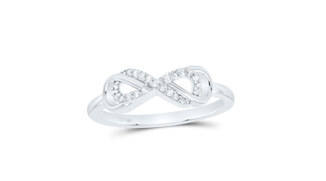 Sterling silver infinity ring with diamonds