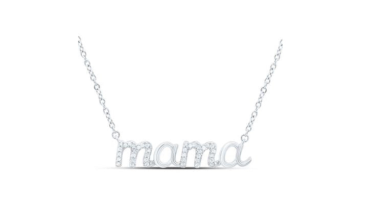 Sterling Silver Mama 1/10 Cttw Diamond Necklace 18 Inch.