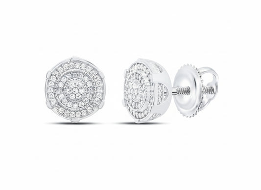 1/4 CTTW round diamond stud earring for men in sterling silver
