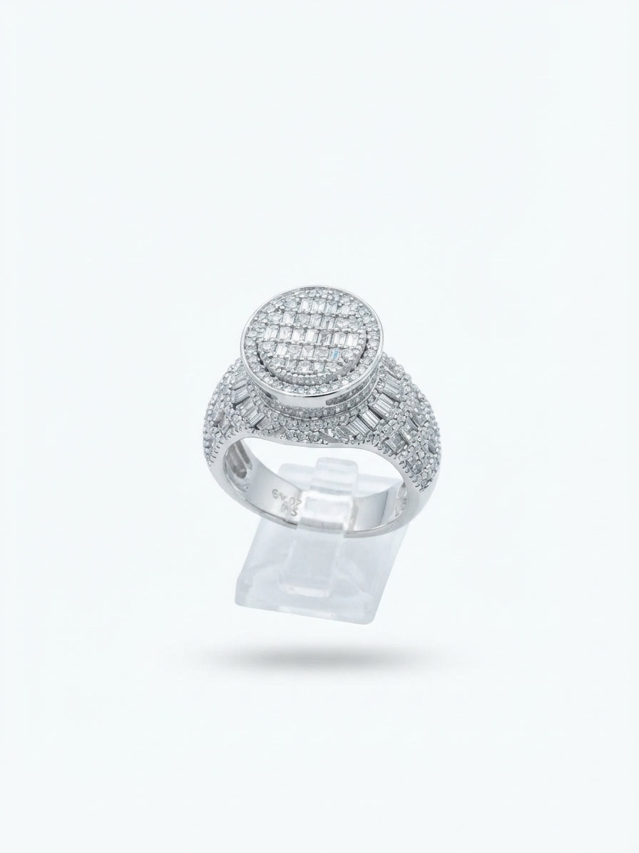 Sterling silver men's moissanite statement ring size 10