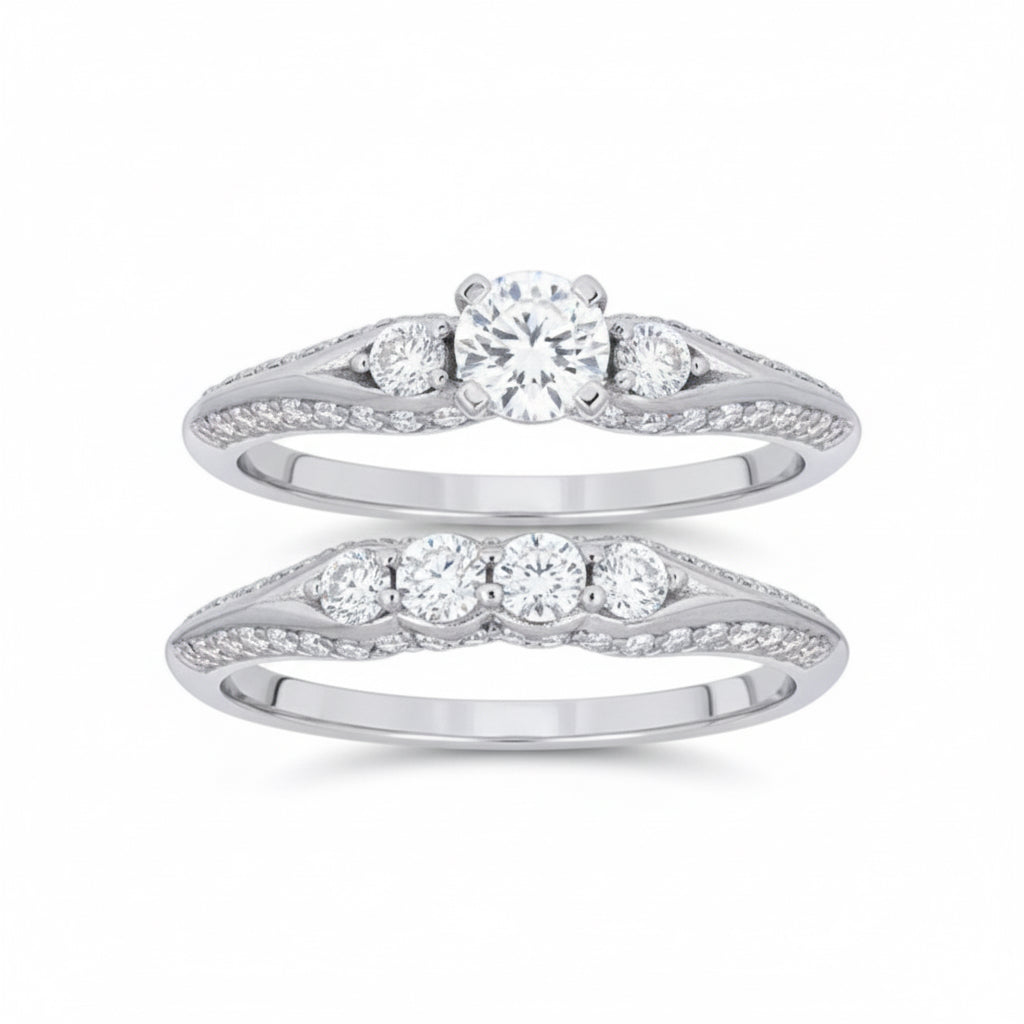 Diamond ring set on a white background