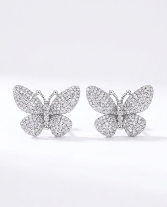 sterling silver moissanite butterfly stud earrings women