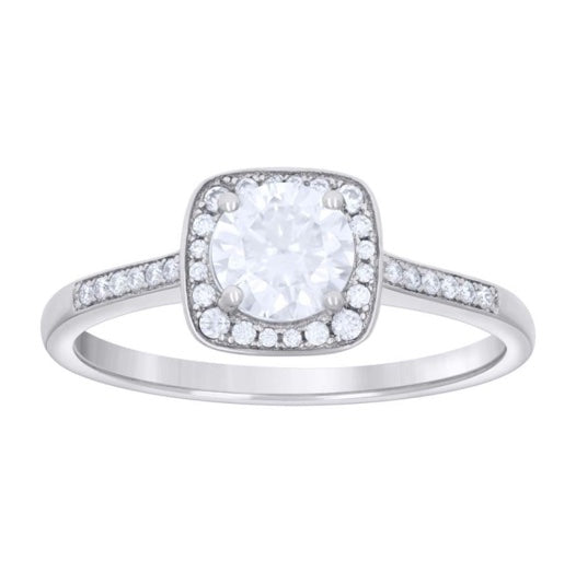 Sterling Silver Moissanite Cushion Cut Engagement Ring – 1.25 ctw, Size 9