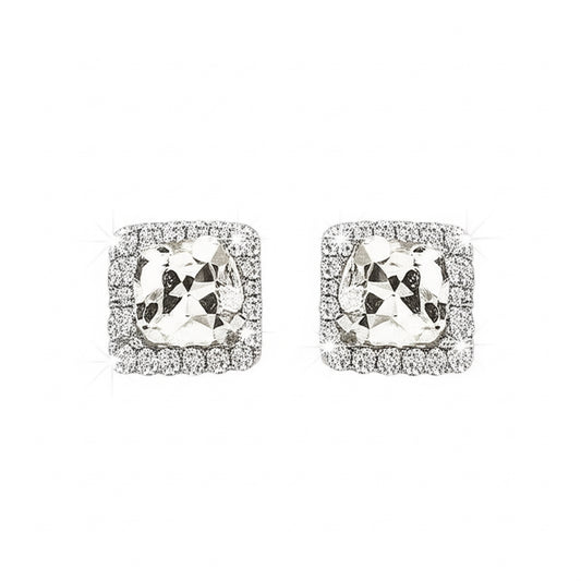 Front view of sterling silver Moissanite nugget stud earrings, 0.32 carat total weight