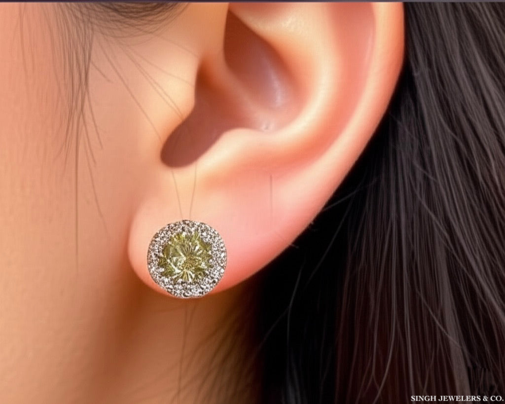 Sterling silver moissanite earrings for August birthstone