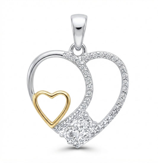 Sterling Silver Natural Diamond Heart Pendant with 0.02 CTTW Diamonds