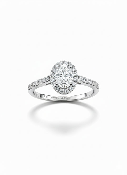 Diamond ring with a white background