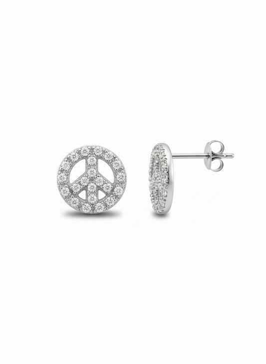Sterling silver peace symbol earrings