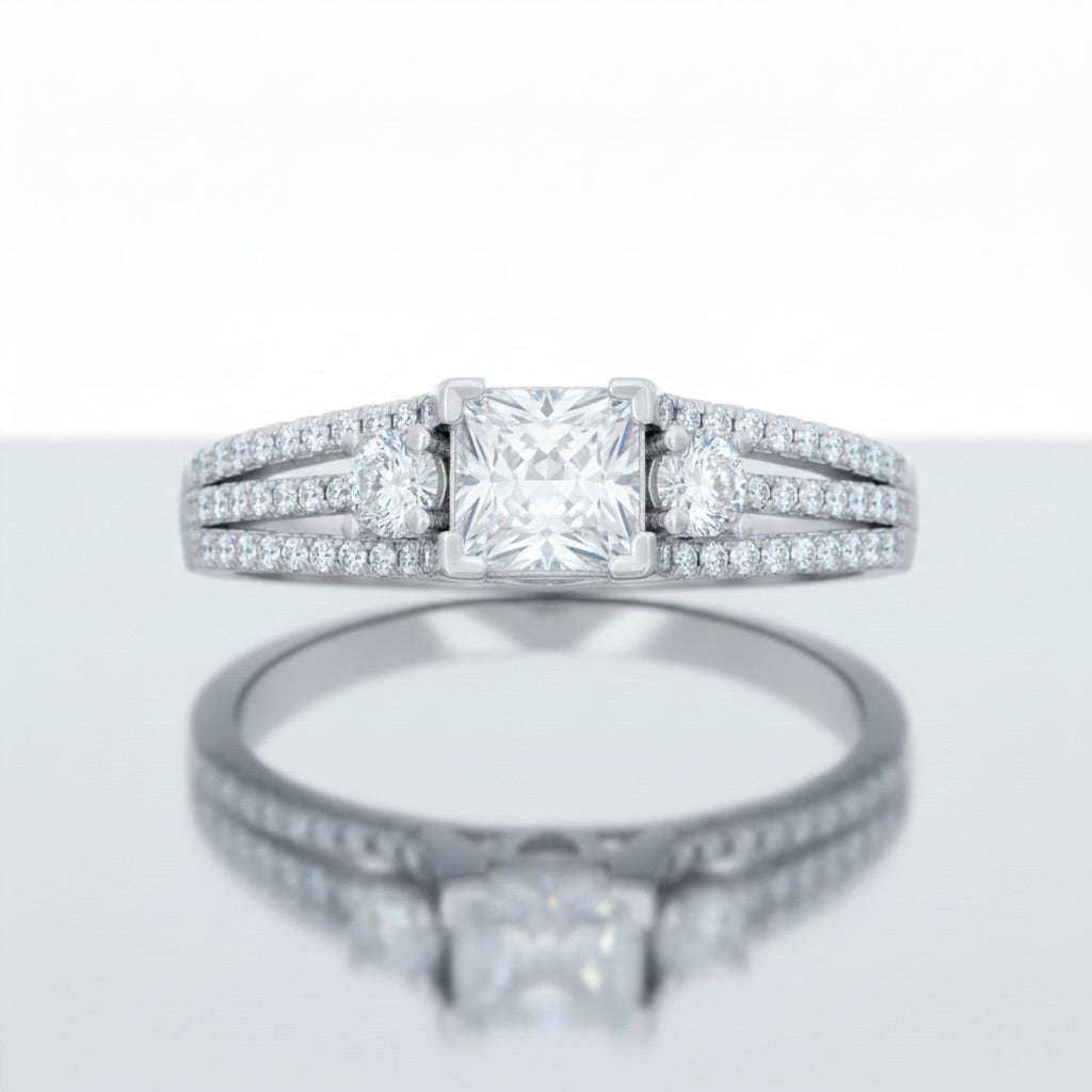 Elegant white sapphire fashion ring in sterling silver