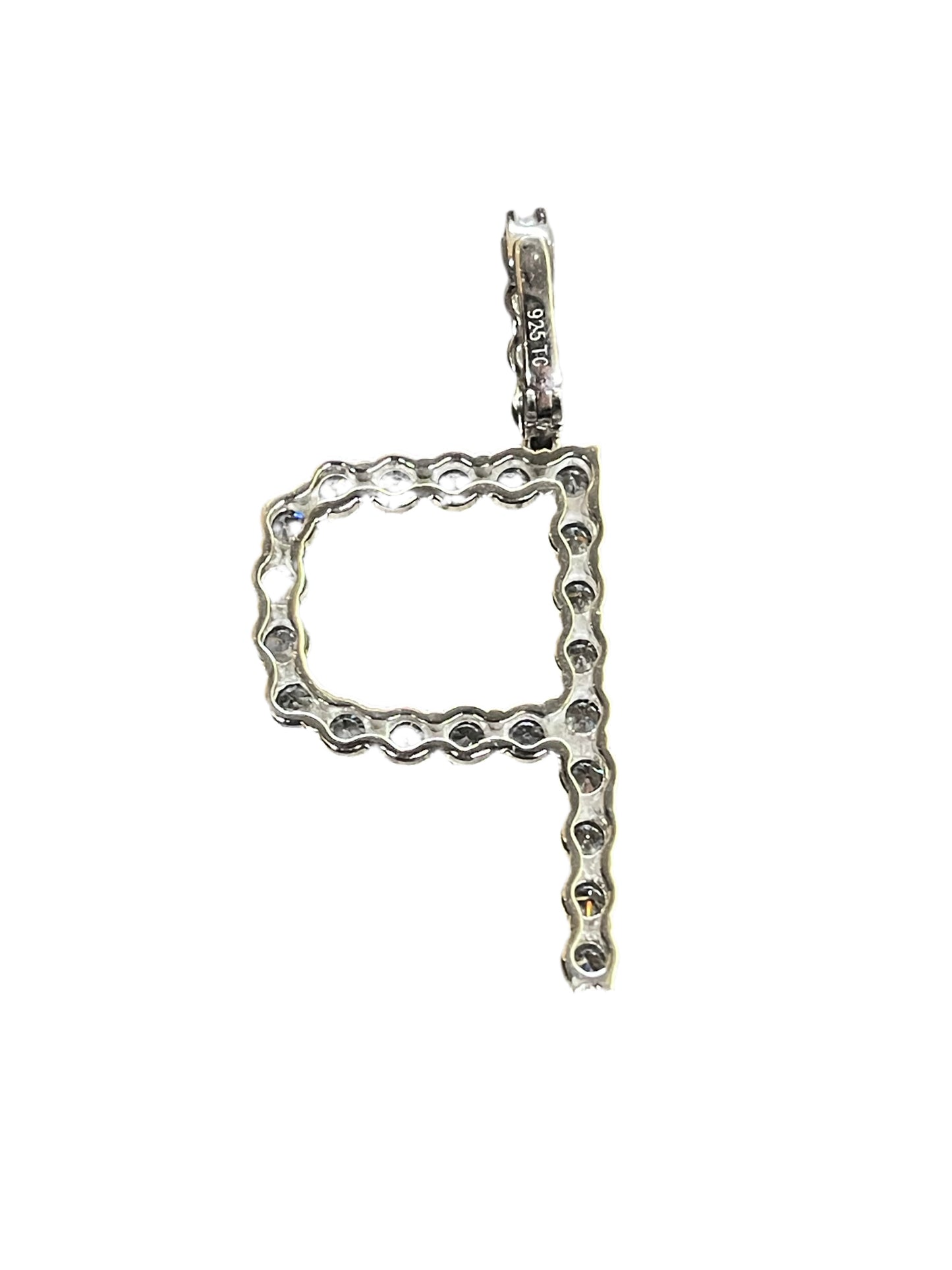 Sterling Silver Round CZ Initial 'P' Pendant Necklace