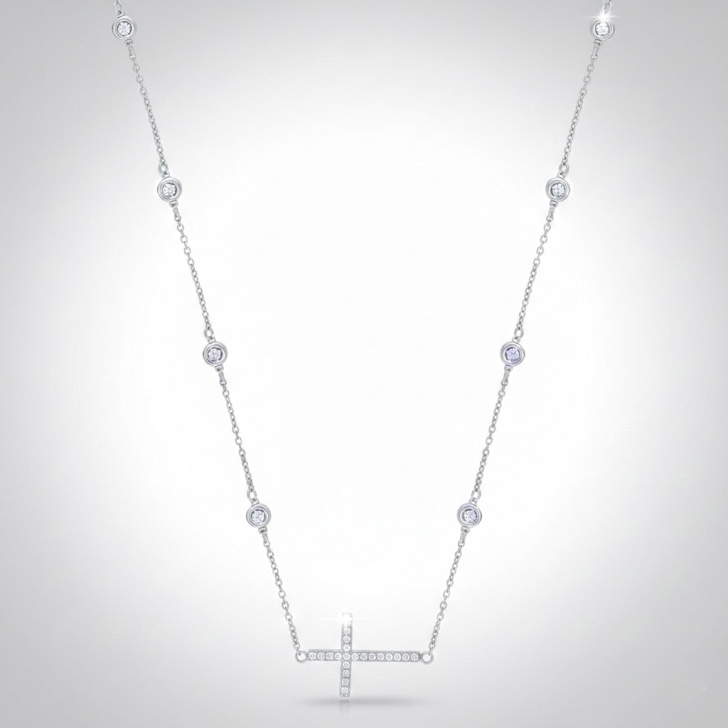sterling silver sideways cross necklace 18 inch chain