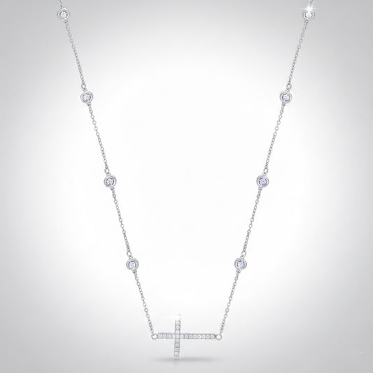 sterling silver sideways cross necklace 18 inch chain
