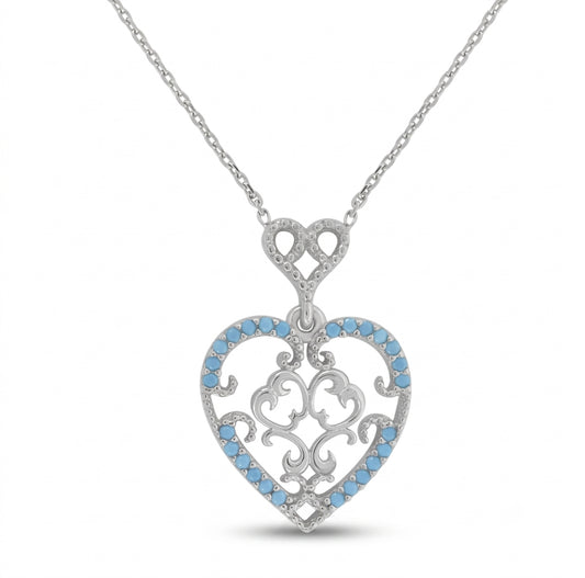 Turquoise heart pendant necklace on 18-inch sterling silver chain