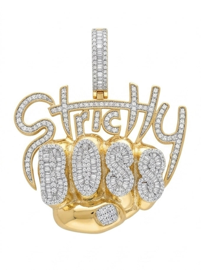 Strictly Boss CZ Pendant featuring iced cubic zirconia stones in a bold hip hop style pendant design. Pendant only, chain not included.