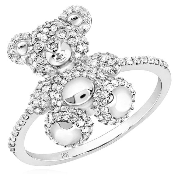 Teddy Bear 10k Diamond Ring with 1/2 Cttw Diamonds Size 7