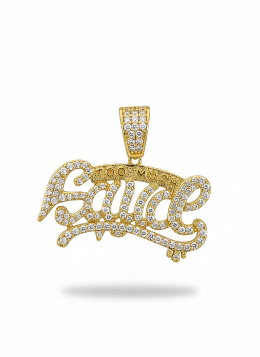 Too Much Sauce pendant in sterling silver with CZ stones