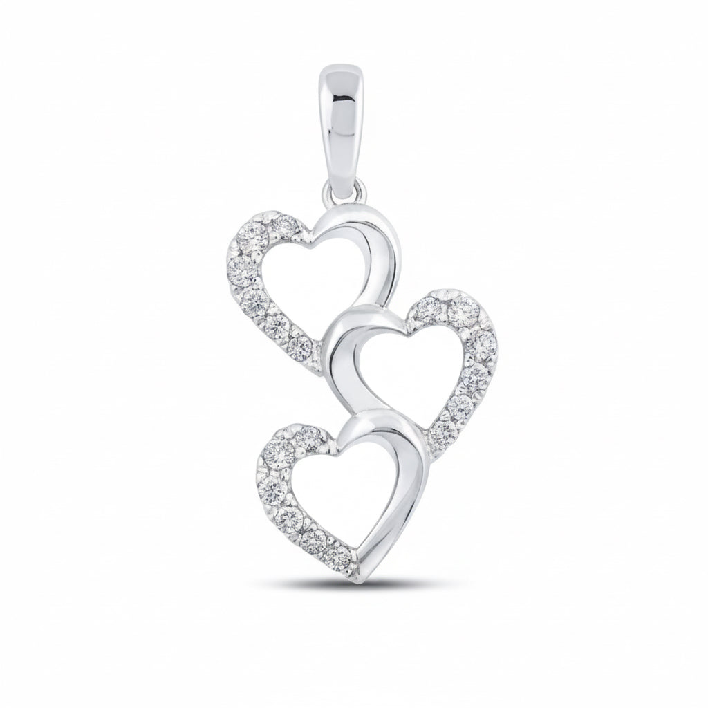 Triple Heart Diamond Pendant – 1/4 CTW in 10K Gold