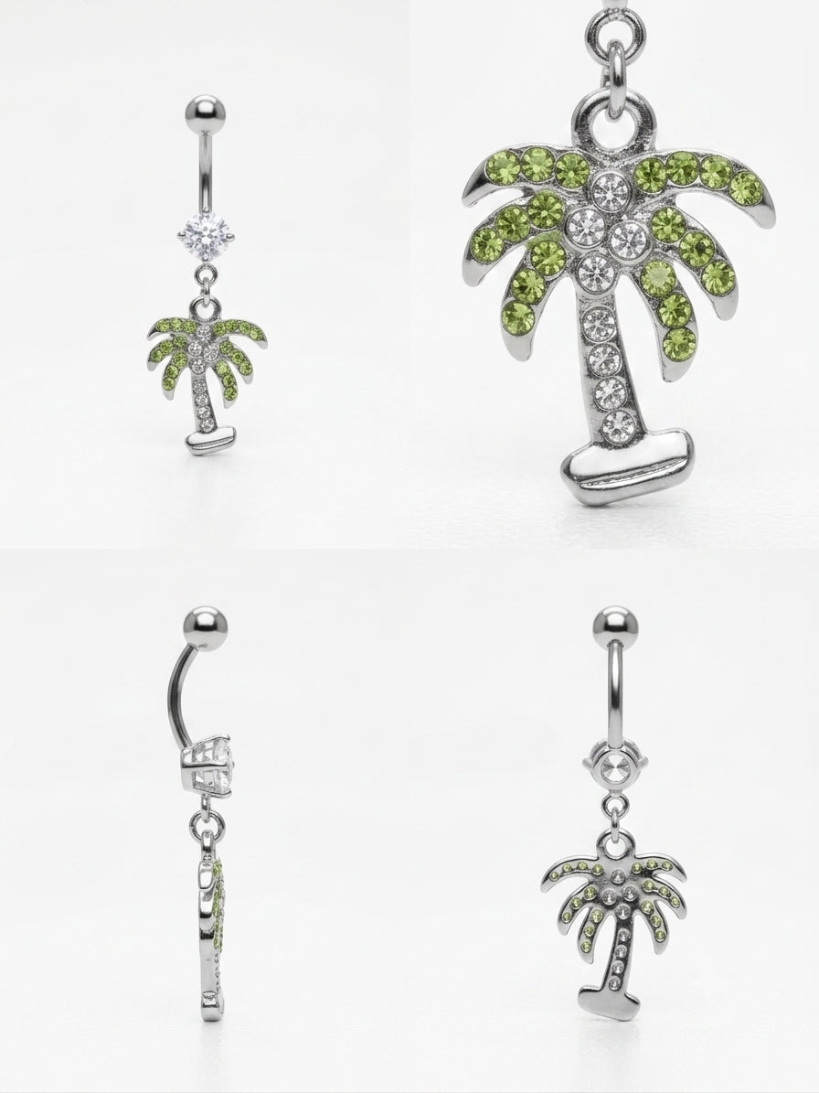 Hypoallergenic palm tree belly button jewelry