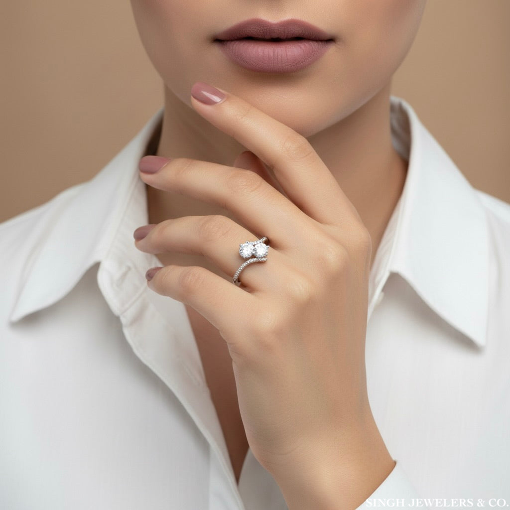 Sterling silver twist ring with white sapphire