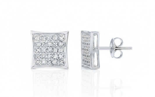 10K White Gold Kite Earrings with 1/6 CTTW Round Diamonds