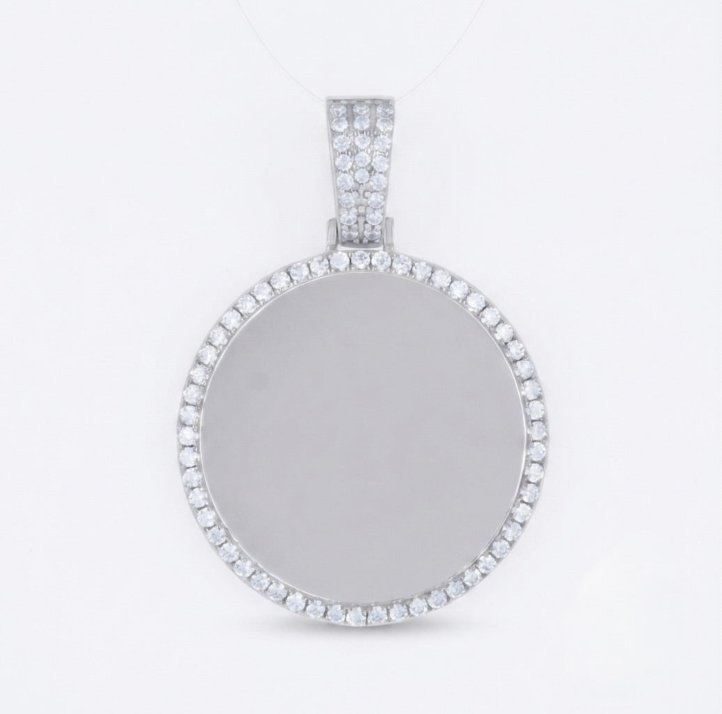 Sterling silver memorial picture pendant with sparkling cubic zirconia